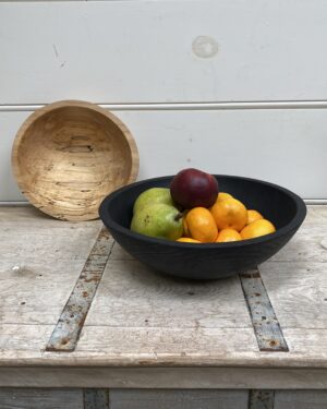 Black Ebonized Round Wooden Bowls