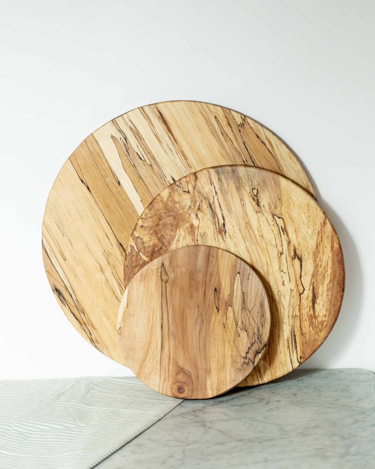 round spalted maple wood cutting board