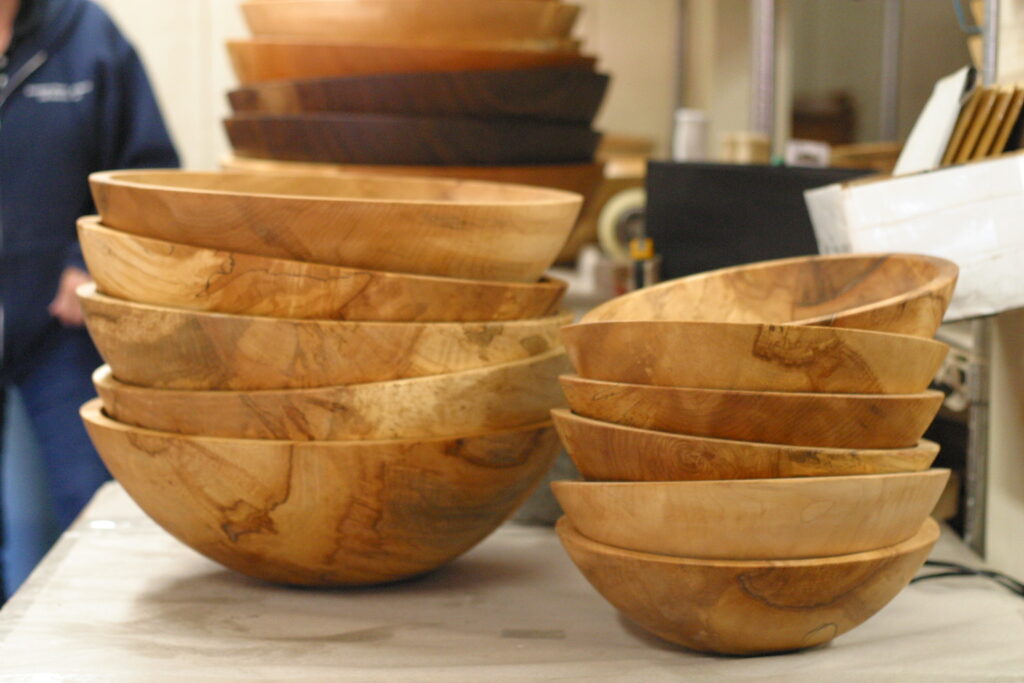 american made spalted maple wooden bowls in progress