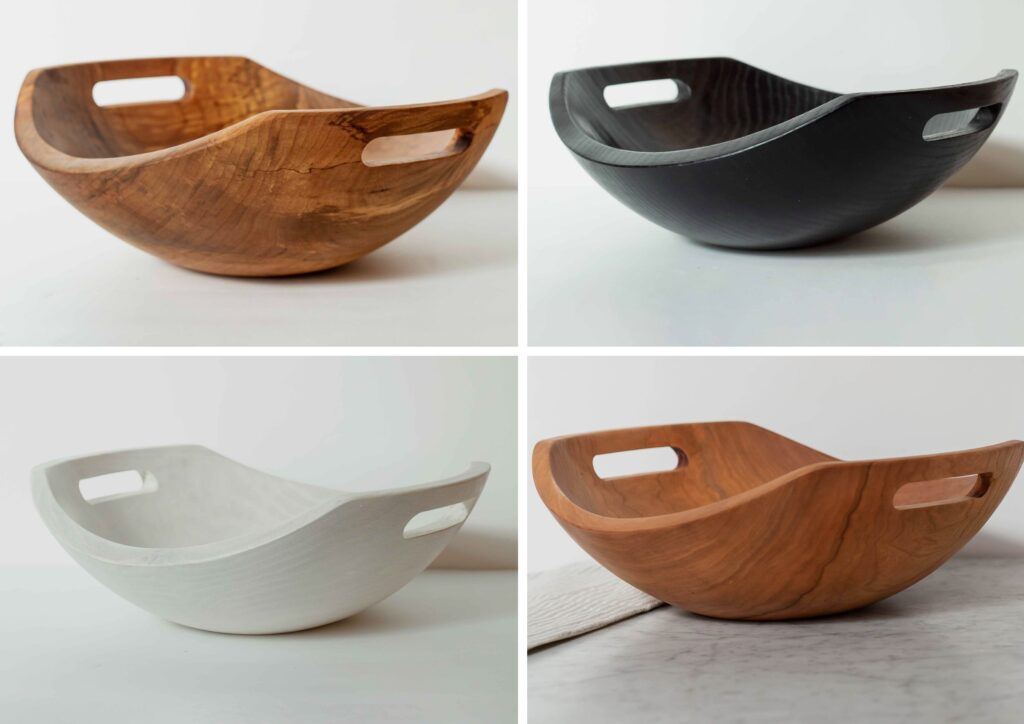 15" handle wood bowls