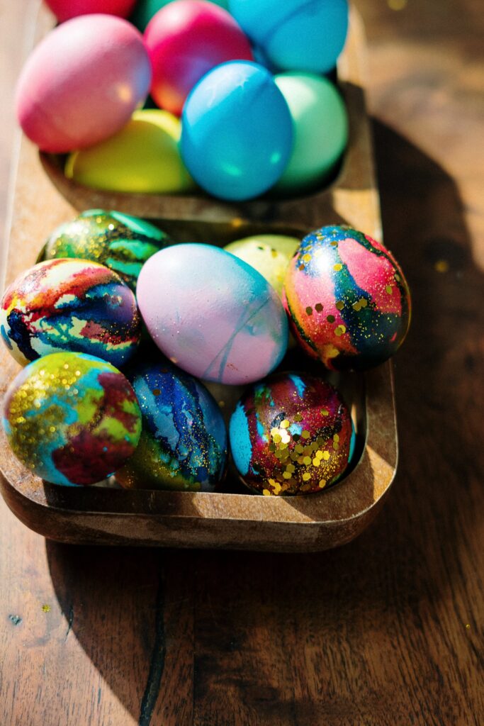 wooden bowl easter egg decor