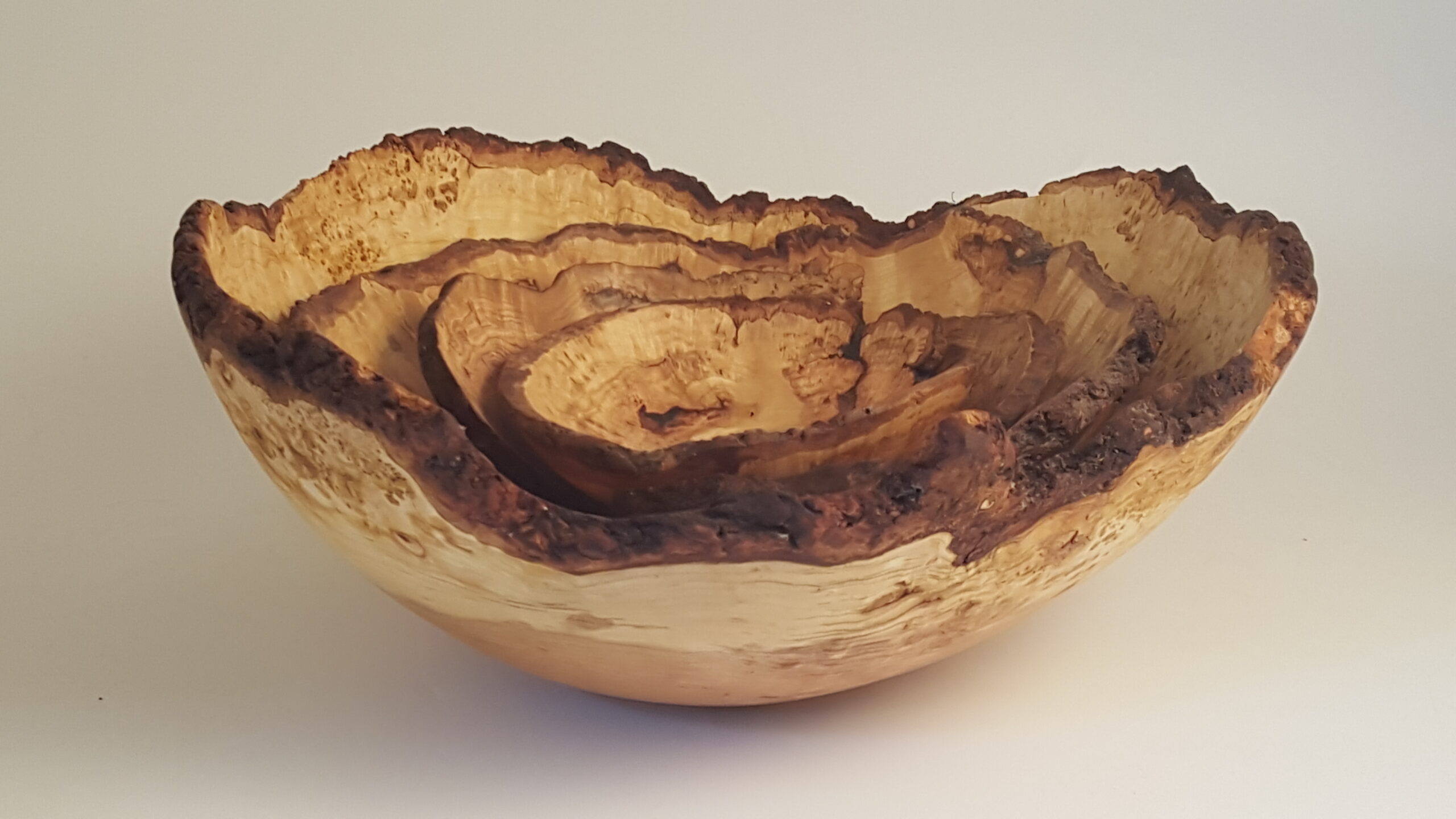 Extra Large Live Edge Cherry Burl Wooden Bowl (17")