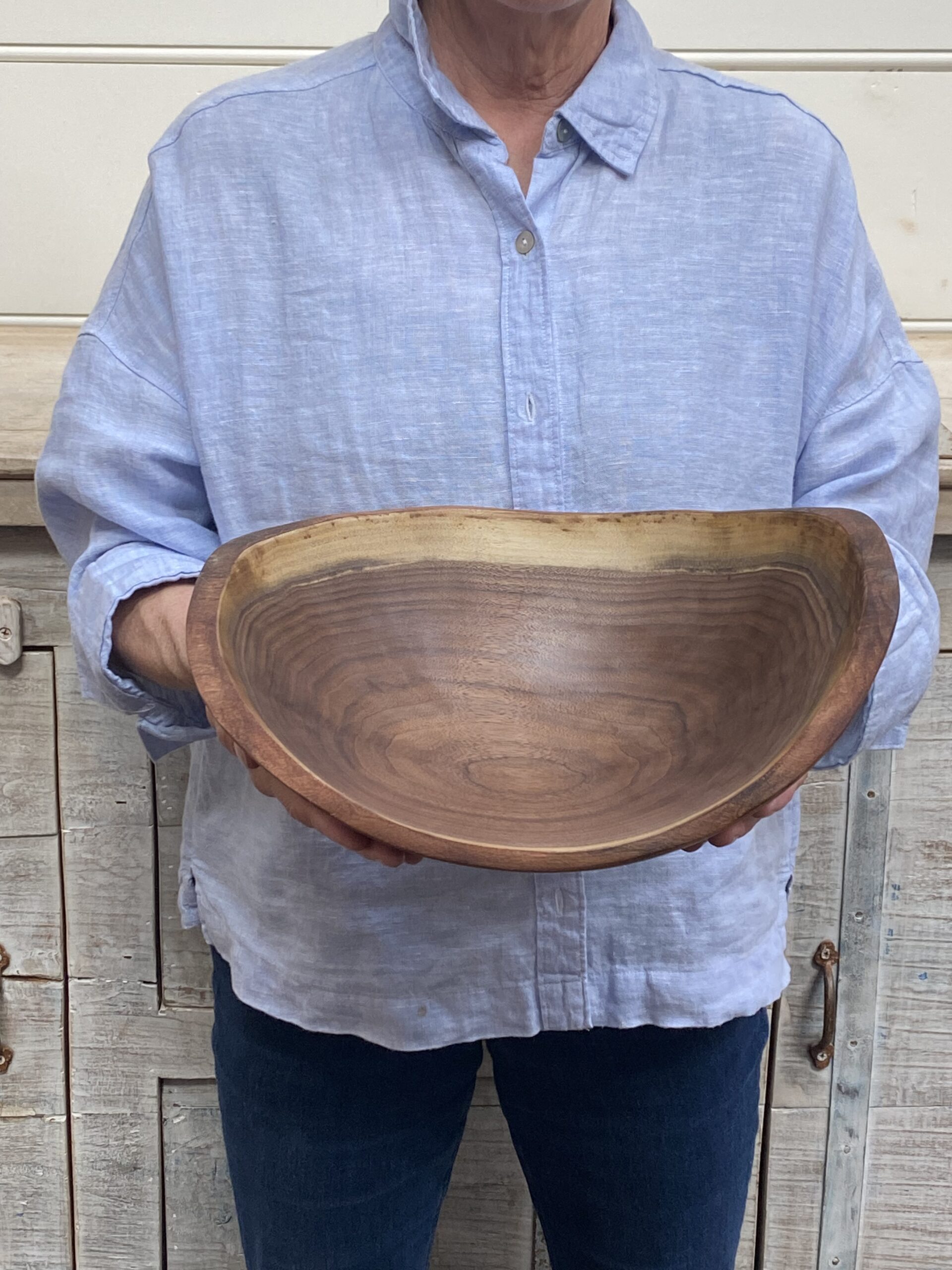 Live Edge Black Walnut Wood Bowl (15")