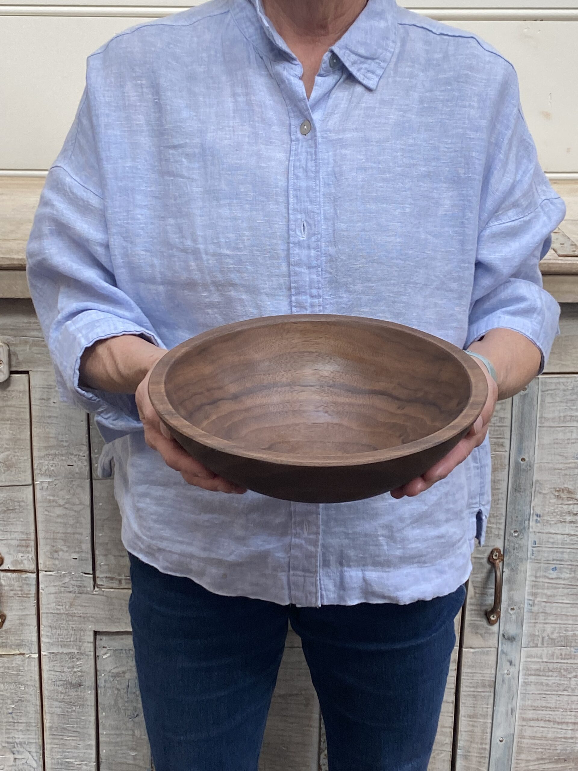 Small Black Walnut Round Wooden Bowl (10")