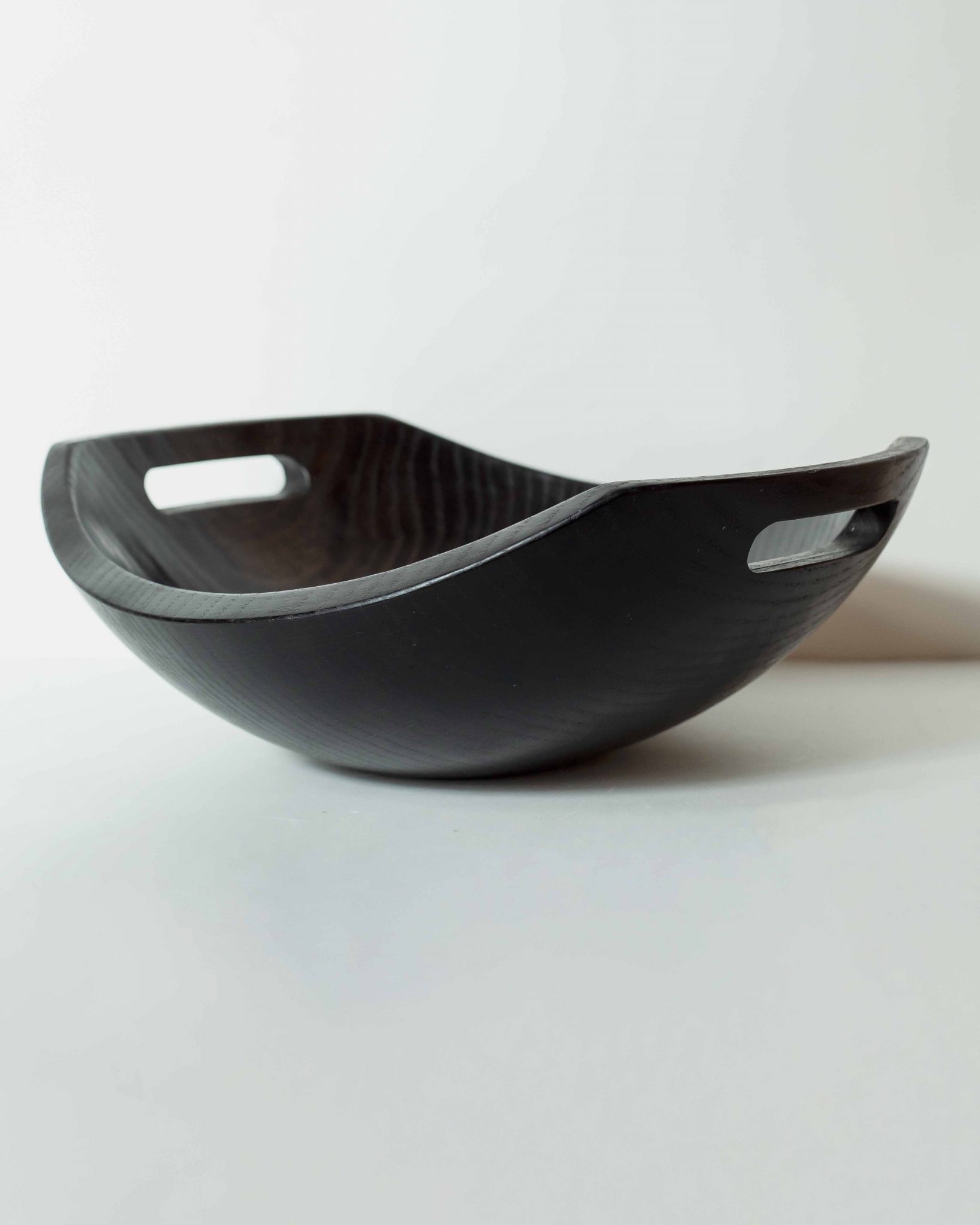 XXL (Jumbo) Black Ebonized Harvest Wooden Bowl with Handles (21")