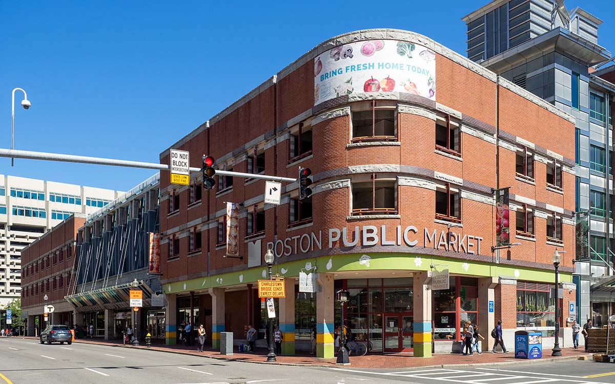 A view outside the Boston Market