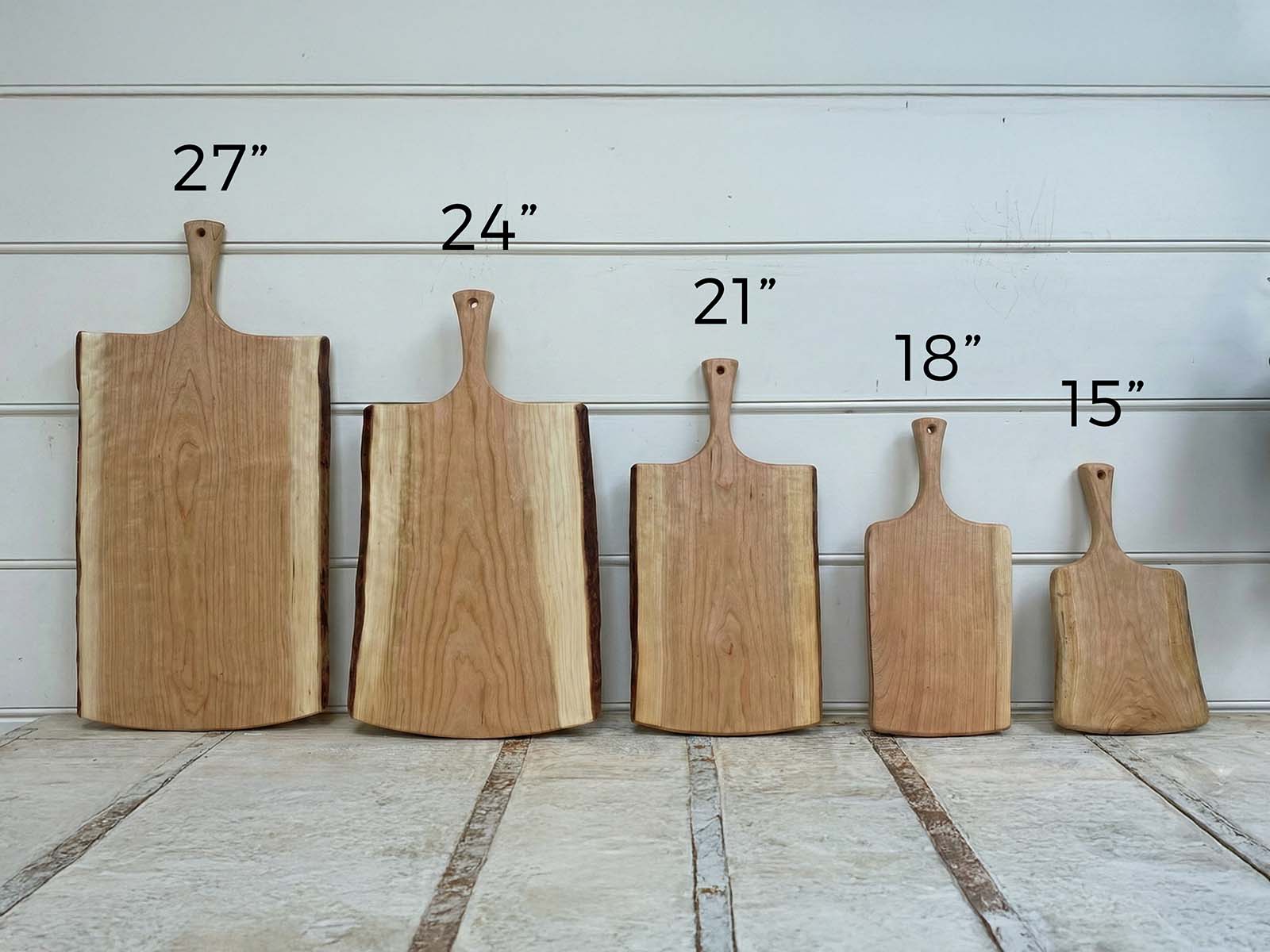 Large, Live Edge, Cherry Wooden Cutting Board with Handle (21”) - Image 2