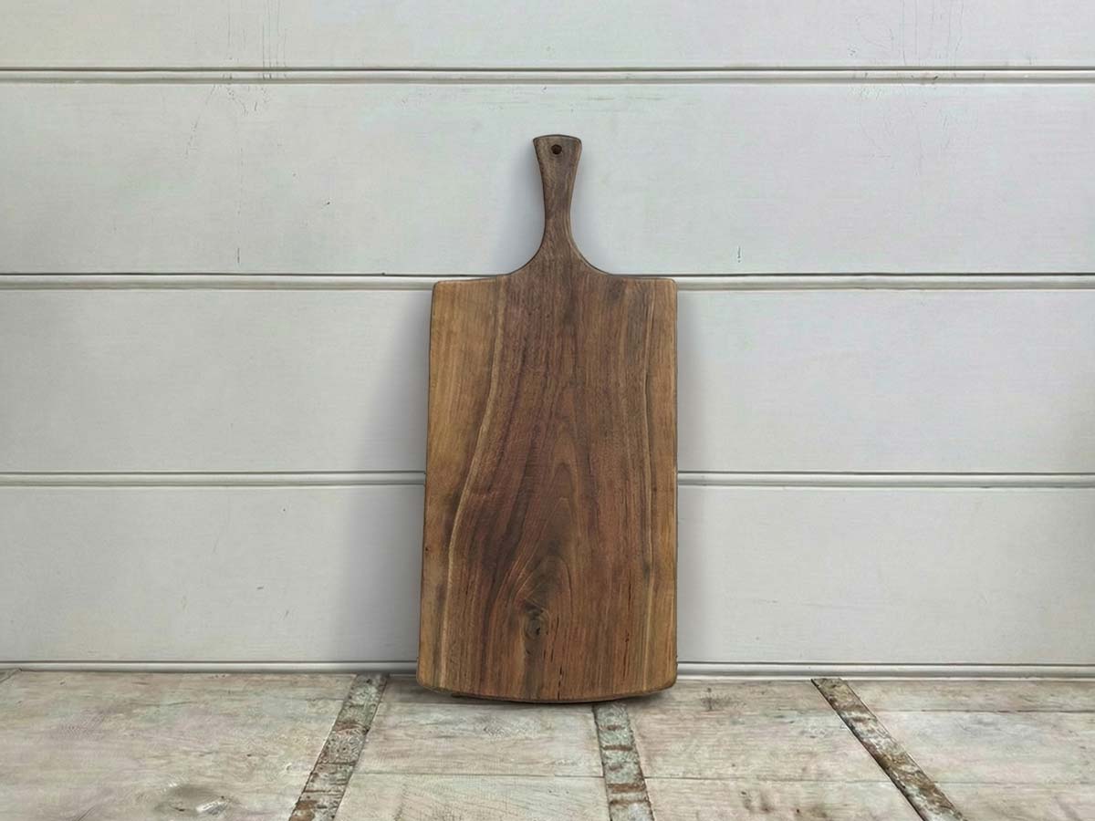 Extra-Large, Live Edge, Black Walnut Wooden Cutting Board with Handle (24”)